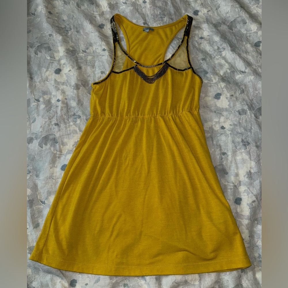 Charlotte Russe Y2K Sleeveless Mustard Yellow Beaded Top